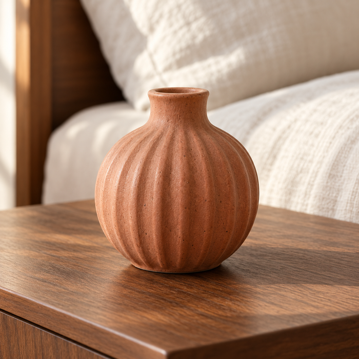Terracotta Ribbed Vessel